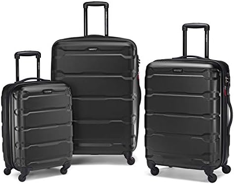 Samsonite Omni PC Hardside Expandível bagagem com rodas giratórias, conjunto de 3 peças, preto