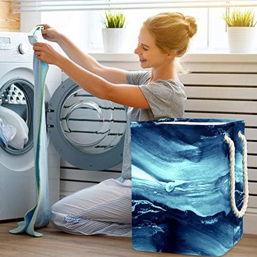 Homomer Laundry dificulta abstrato de textura azul colapsível cestas de lavanderia