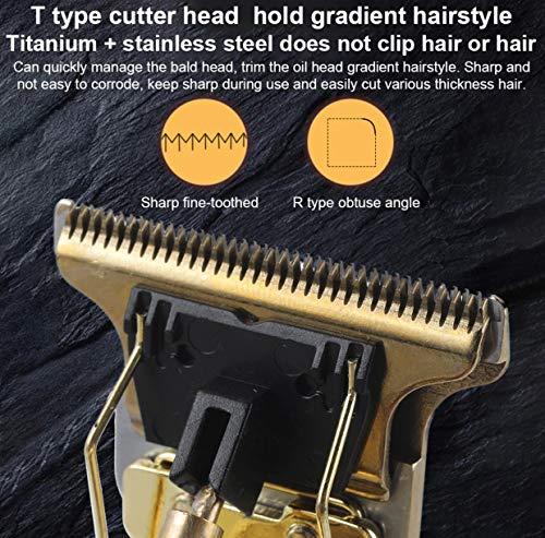 Chapeiro aparador de cabelo recarregável sem fio Corte de corte tumultu-t-lâmina T para homens 0mm de cabelo careca Clippers