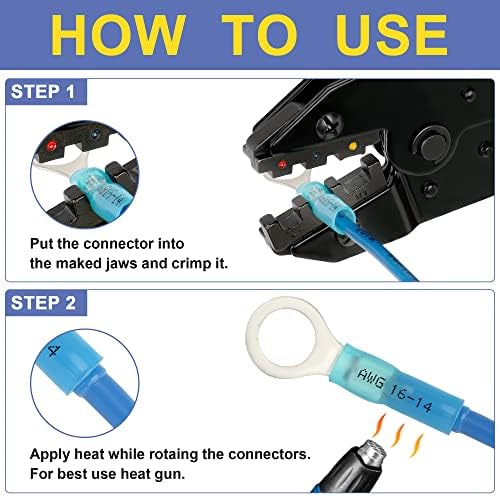 Ferramenta de crimpagem de HAISSTRONICA para conectores de encolhimento de calor com 280pcs awg 22-10 conectores de fio de