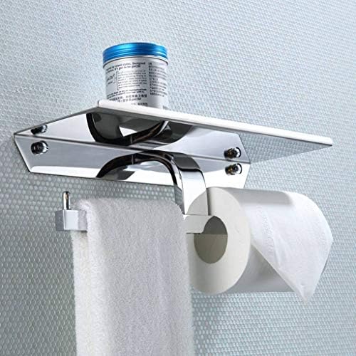 Porta de papel higiênico de aço inoxidável FXBZA, com suporte de rolagem de prateleira de armazenamento Montante de parede para banheiro cozinha hotel-prateada
