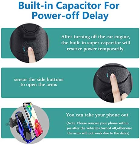 Carregador de carro sem fio, 10W Qi Carregamento rápido Coloque automatismo do carro Montagem de ar ventilador de ventilação Compatível com iPhone 13/12/12PRO/SE/11/11/11Pro/11Promax/xsmax/xs/xr, Samsung S10/S9/S8/Nota10