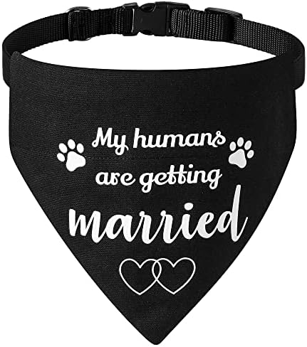 Presente de noivado, meus humanos estão se casando com colarinho bandana, suporte de foto de casamento, lenço de estimação, anúncio