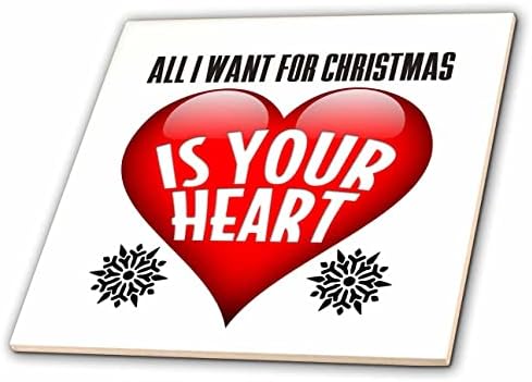 Imagem 3drose de palavras tudo o que eu quero para o Natal é seu coração com coração vermelho - telhas