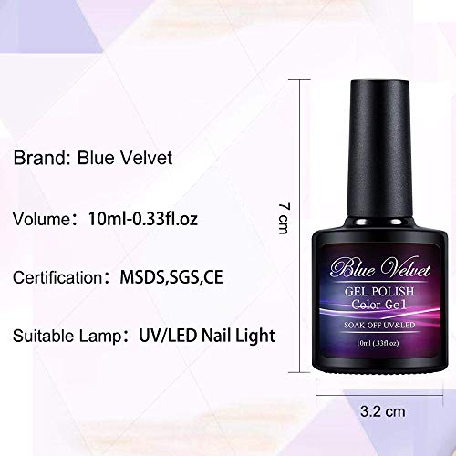 Veludo azul 12 Pacote de gel de gel de molho de molho de imersão UV LED Solid Violet Lavender Purple Color Gel Bil Coat Manicure and Pedicure Kit 10ml