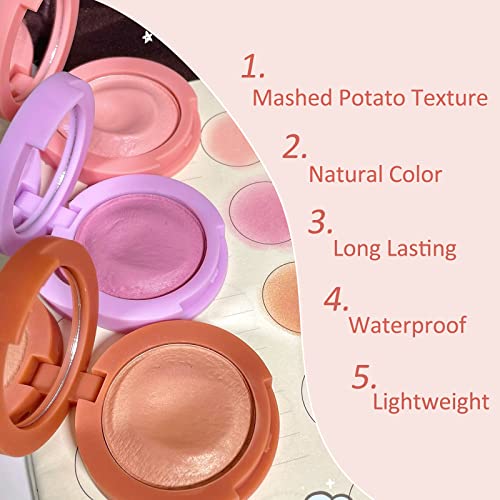 Maquiagem de blush creme erinde, fórmula cremosa e alta pigmentada, ritmo à prova d'água, longlestas e construtivos