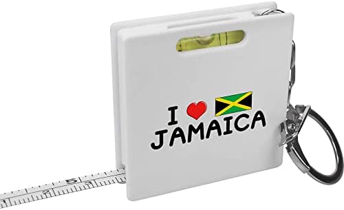 Azeeda 'I Love Jamaica' Fita de fita de chaveiro/ferramenta de nível de espírito