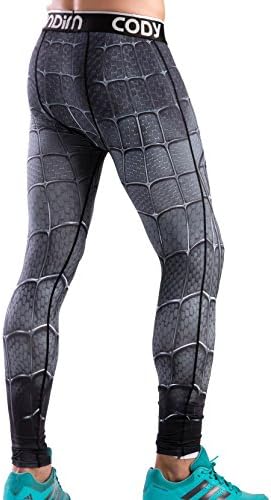 Red Plume® de compressão masculina elástica de leggings esportivo de calças de impressão de aranha