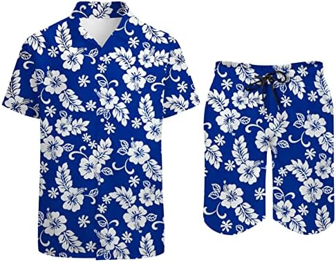 Camisa havaiana masculina de Chavanji e botão tracksuit tropical curto do traje de luva curta de férias de férias na praia