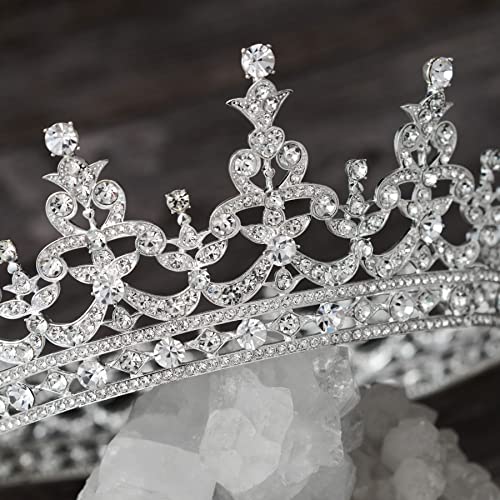 Sweetv Silver Tiara Crown for Women Girls, Wedding Tiara for Bride, Crystal Birthday Crown, Princess Headpied Acessórios para o cabelo