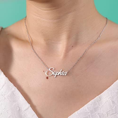 Nome Colar personalizado, colar de placa personalizada Dainty Sterling Silver Silver para a mãe namorada