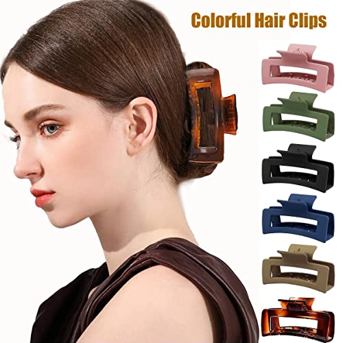 Vamotto 6 embalam clipes de garra de cabelo grandes para cabelos grossos, 4,2 polegadas de garra retangular clipes de garra cabelos barrettes de cabelo clipe jaw grampos de cabelo acessórios de cabelo de garra presentes para mulheres e meninas