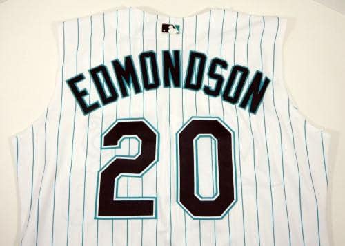 1998-99 Florida Marlins Brian Edmondson 20 Jogo emitiu White Jersey Vest 93 - Jogo usado MLB Jerseys