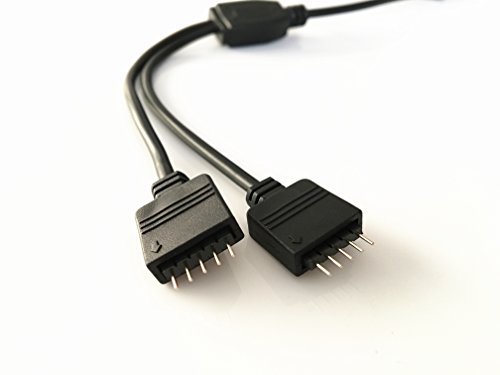 2pcs/ pacote preto 1 a 2 cabo de conexão do cabo dividido 5 pinos Splitter Cable LED Conector de tira de led de 2 vias divisor