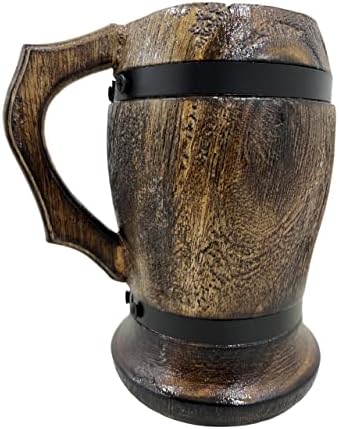 ColecioniblesBuy Feol de madeira marrom artesanal com alça para beber chá de café cerveja Hot Drinks Hot Tankard Presente - Copo