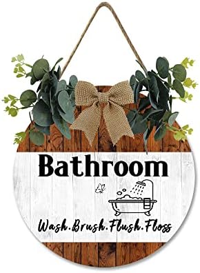 Banheiro sinal do banheiro placa redonda de madeira de madeira de madeira de madeira decoração de placa de parede