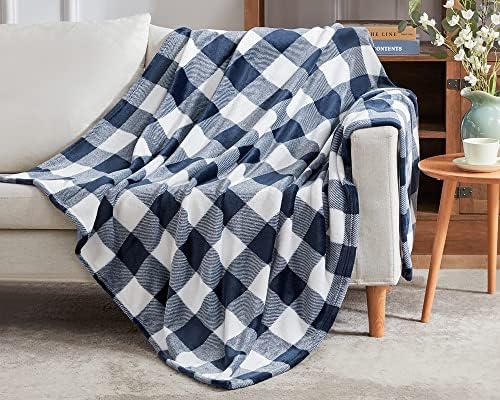 Cobertores de arremesso de lã Touchat, cobertor de búfalo xadrez xadrez para sofá -sofá -sofá, cobertor xadrez e macio e macio