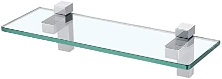 Banheiro Kes prateleira de vidro temperado 14 de 8 mm de espessura retangular, suporte cromado polido, BGS3201S35