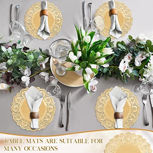 200 PCs 12 polegadas de papel dourado para meninas para mesas Defina o papel redondo Placemats Decorative Placemats descartáveis