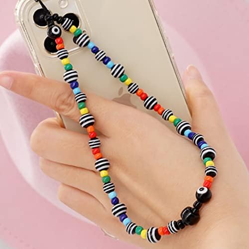 Isysuii Phone Phone Ploping pulseira Strap fofa kawaii arco-íris de cor de telefone de miçanga de miçangas strap Pearl Bracelete