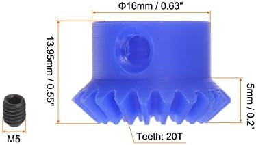Módulo de Harfington 1.0 20 dentes de 5 mm de furo interno da engrenagem de chanfro cônica 1: 1 Mitra de plástico