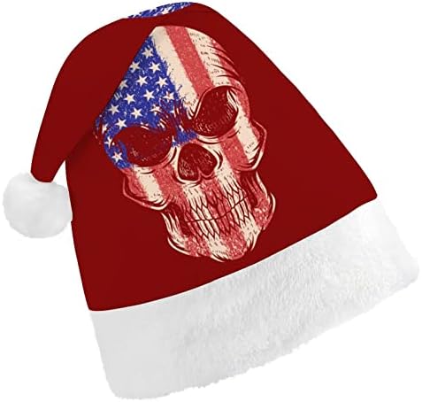 Skull EUA Flag de chapéu de natal chapéu Papai Noel Hats de Natal engraçados Chapéus de festa para mulheres/homens