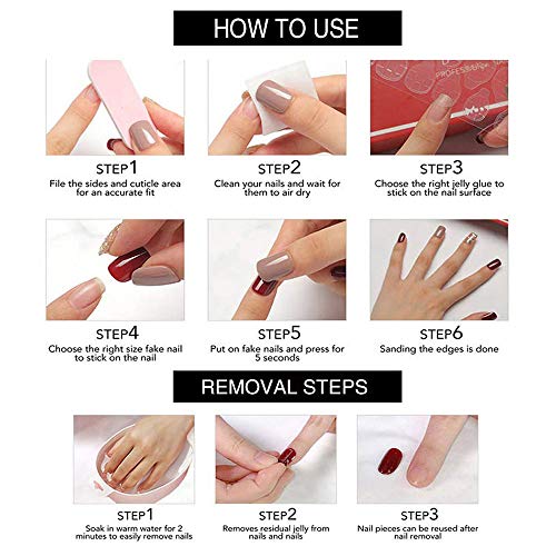 Yoyoee French Press curta na unhas quadradas unhas falsas unhas falsas unhas acrílicas pregos pretos para mulheres e meninas