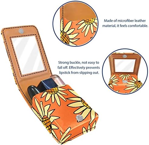 Caixa de batom de Oryuekan, bolsa de maquiagem portátil fofa, bolsa cosmética, organizador de maquiagem do suporte do batom, desenho animado de girassol
