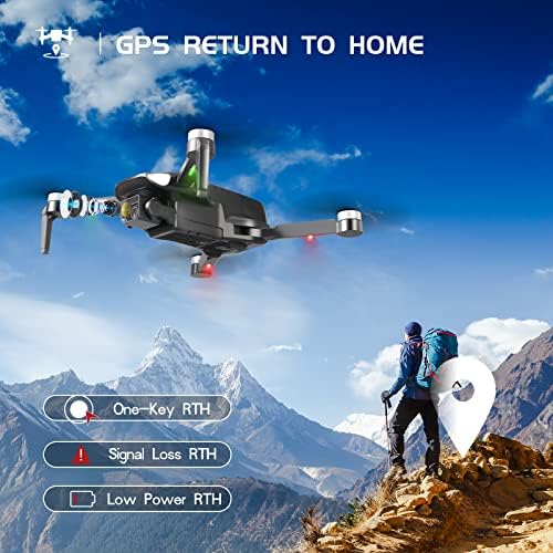 Hyg Toys GPS 4K Drone com câmera para adultos, motor sem escova, mosca circular, voar no waypoint, altitude segure, com 2 bateria