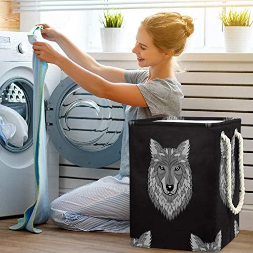 Tizorax bordado lobo lobo escalel -escalel oxford pano dobring lavanderry cesto pó cesto de cesta lavando brinquedo para