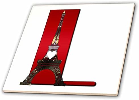 3drose Red Monogram Initial l com uma torre Eiffel - telhas