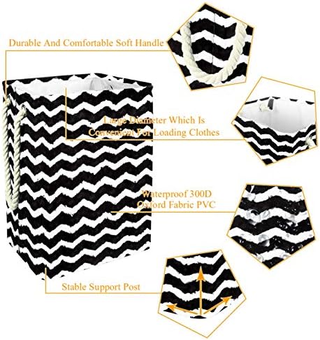 Deyya Black White Stripe Laundry Bestkets dificultam altura de altura dobrável para crianças adultas meninos adolescentes meninas nos quartos Banheiro 19.3x11.8x15.9 em/49x30x40.5 cm