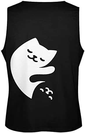 Yin e yang gatos fofos tampas masculinas tampas de impressão camisetas sem mangas