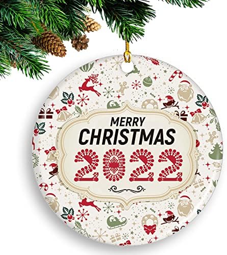 2022 Ornamentos de Natal Pingente - Feliz Natal Design Vintage Rustic Bark Look Ornamento de Natal - Presentes para