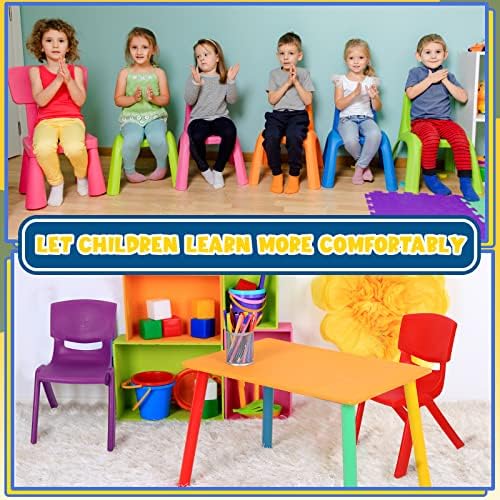 6 PCs empilháveis ​​Cadeiras da escola infantil Cadeiras de pilha plástica variadas Cadeiras de sala de aula de altura