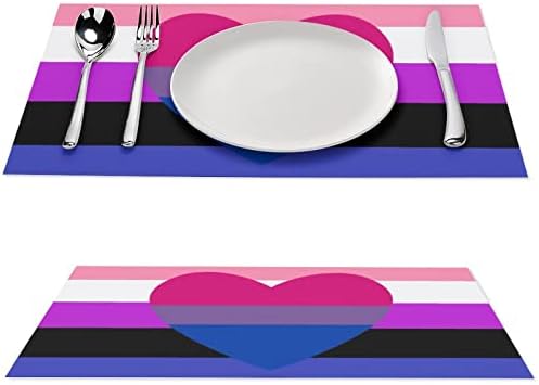 Bandeira bissexual de gênero Bandeira de PVC tapetes de mesa laváveis ​​Placemats Towleth Mesa Pad para mesa de jantar