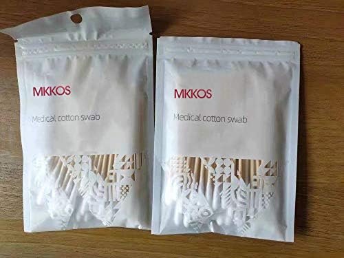 Mkkos 200pcs Cotton Swabs 4 de madeira para cuidados médicos para cuidados com a pele limpa amplamente usada na casa