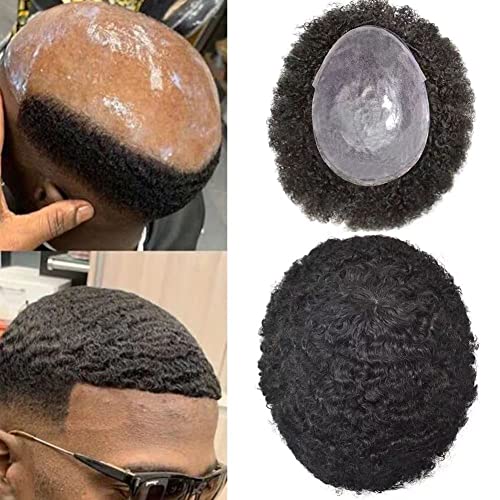 Helvadores de homens negros Afro Curly injected Poly Skin Afro Toupee para homens afro -americanos de unidades