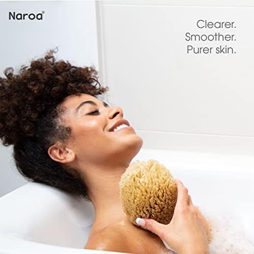 NAROA SPONGEM NATURAL DO MAR BAIOR | Puff de lavador de corpo do chuveiro não branqueado | Esponja de banho esfoliante