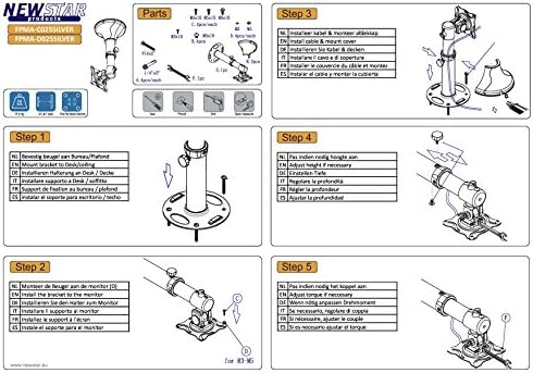 Newstar FPMA-D025Silver Tilt/Turn/Gire Month Mount para tela de monitor de 10-30 , altura ajustável-prata