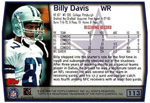1999 Topps Football 113 Billy Davis Dallas Cowboys Official NFL Trading Card da Topps Company
