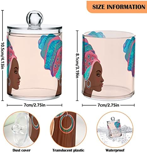 INNEWGOGO Africano Mulher Turbante 2 Pacote de Cotton Swab Ball Dispensador Distintor de algodão plástico Cots com tampas