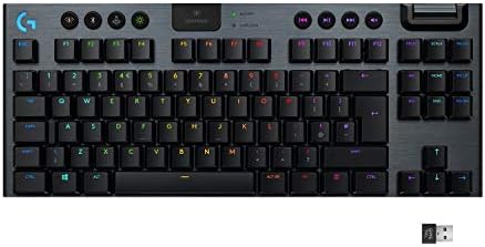 Logitech G915 TKL Tenkeyless LightSpeed ​​Keyboard RGB RGB Mechanical Gaming, opções de interruptor de baixo perfil, LightSync