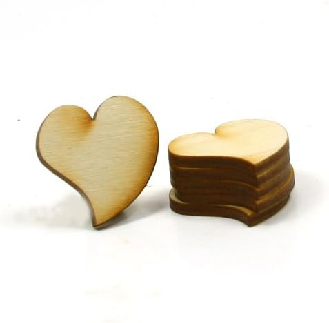 MyLittlewoodshop - PKG de 100 - Swirl Heart - 1-1/4 polegadas por 1-1/4 polegadas e 1/8 de polegada de madeira inacabada