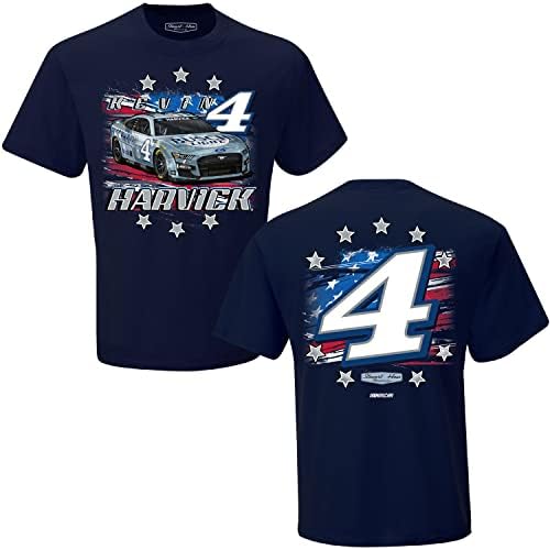 T-shirt de algodão de bandeira quadriculada Sports Sports NASCAR