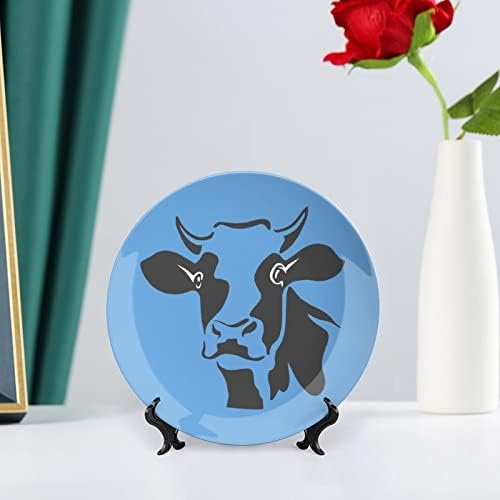 Placa decorativa de headcerâmica de vaca com stand Bone China Plate para a cozinha da sala de estar em casa
