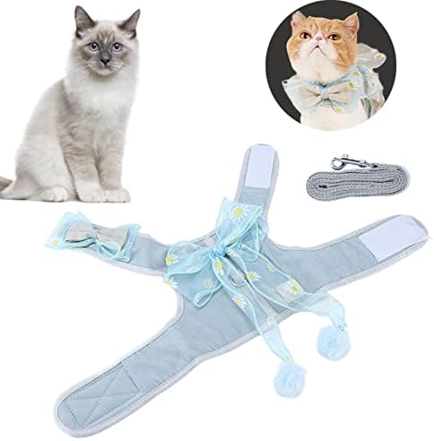 Chicote de gato e trela de coleira à prova de escape Cat Kitten Harness com coleira conjunto de gatinhos macios ajustáveis