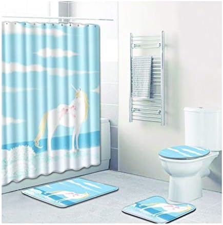 Zcx chuveiro estacas tapetes de chuveiro cortina de piso banheiro banheiro de 4 peças ajuste o banheiro banheiro banheiro