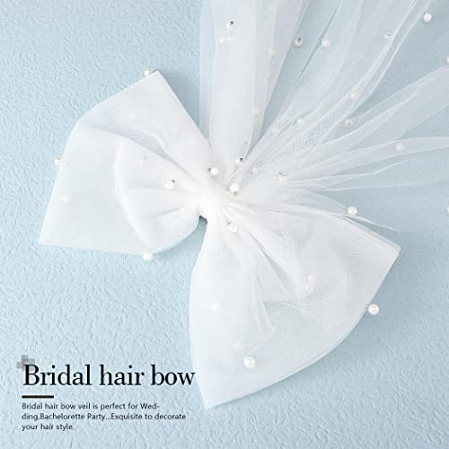 Jonky Wedding Casamento Véu Branco Pérola Branca Clipe de cabelo Tulle Bridal Véils curtos Bachelorette Party Hair