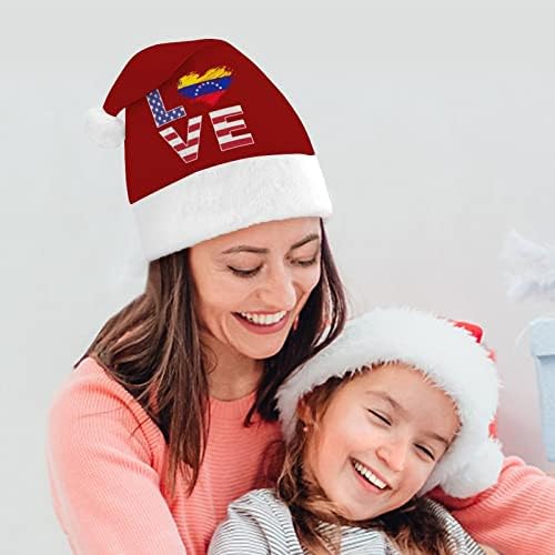 USA Venezuela Flag Heart Hats de Natal para adultos Chapéus de Natal para férias